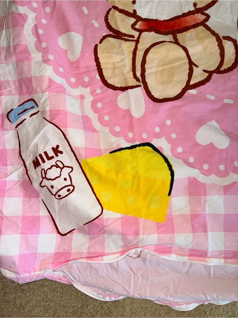 Sanrio Hello Kitty Twin Duvet Cover Reversible Pink Gingham Vintage Y2K Bedding